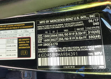 2017 Mercedes-Benz Gle 350 from USA, damaged, VIN 4JGDA5JB9HA984391